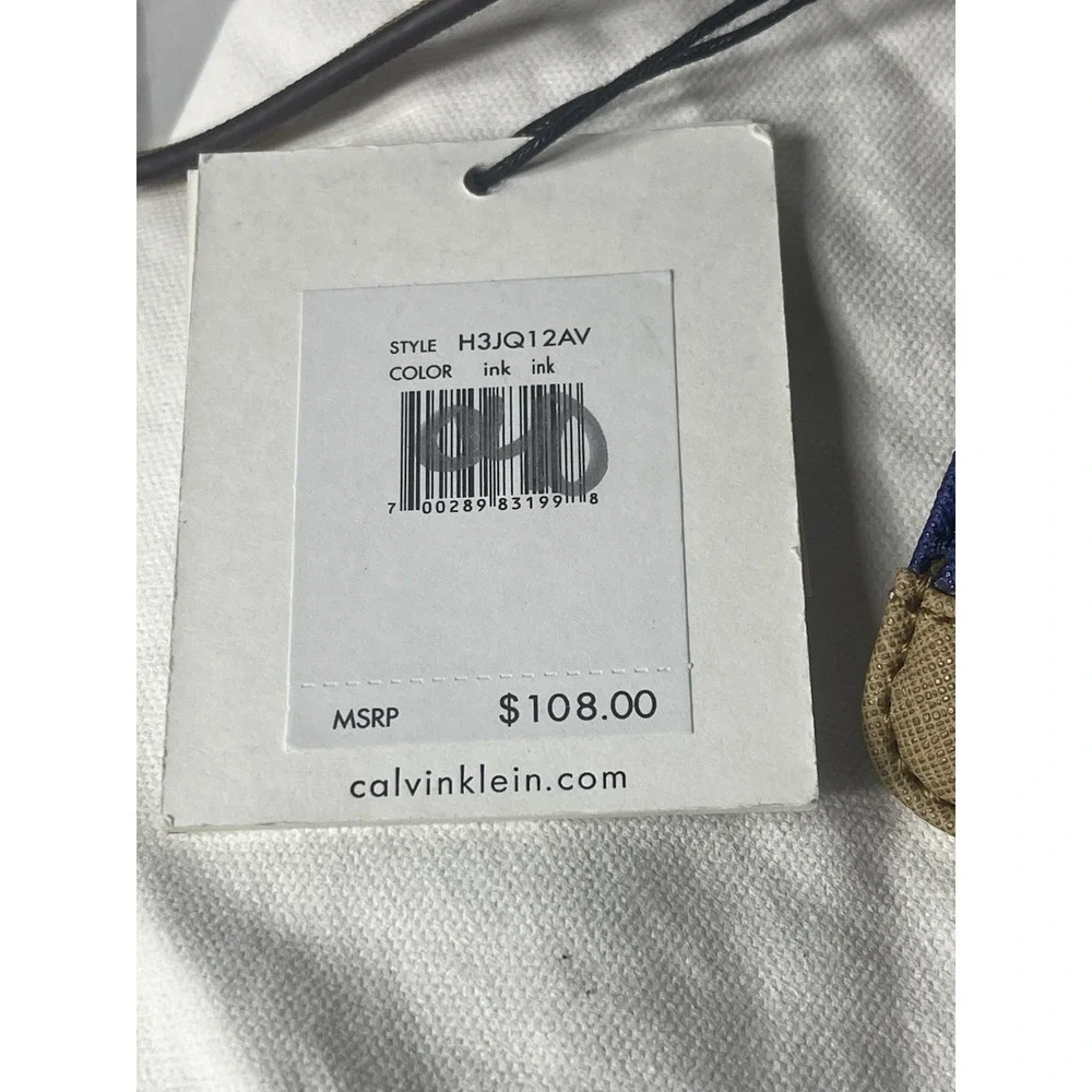 CALVIN‎ KLEIN Blue And Tab Leather PATENT ZIP AROUND WALLET New Wtags
